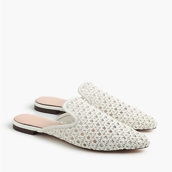 J. Crew Pointed toe Woven Slide Sandal mules white - Picture 9 of 9